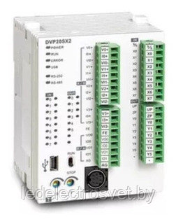 Программируемый логический контроллер DVP20SX211T, 8DI, 6TO(NPN), 4AI, 2AO, 24VDC, 16K шагов, RS232, RS485, - фото 1 - id-p169477204