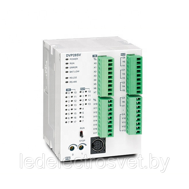 Программируемый логический контроллер DVP28SV11R2, 16DI, 12RO, 24VDC, 30K шагов, RS232, RS485
