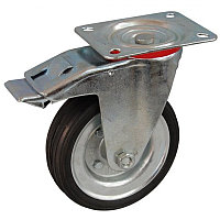 Колесо А 160 (002-009-160) с кронштейном поворотным металл/резина сборный диск с тормозом