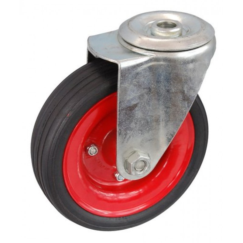 Колесо А 160 (006-009-160) с кронштейном поворотным металл/резина сборный диск с отверстием 16,5