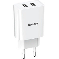 Сетевое зарядное устройство Baseus Speed Mini Charger 2xUSB 10.5W (CCFS-R02) белое