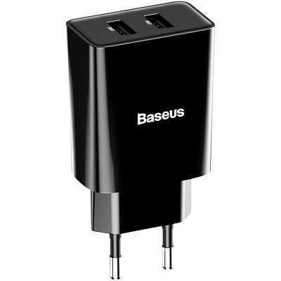 Сетевое зарядное устройство Baseus Speed Mini Charger 2xUSB 10.5W (CCFS-R01) черное - фото 1 - id-p169645924