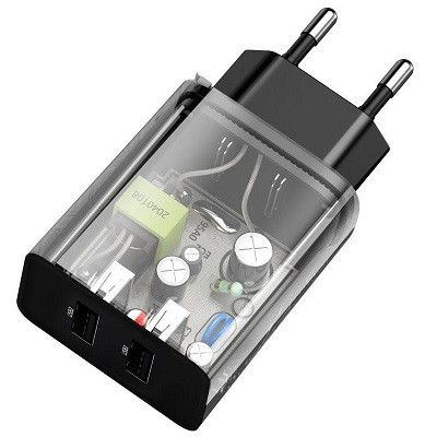 Сетевое зарядное устройство Baseus Speed Mini Charger 2xUSB 10.5W (CCFS-R01) черное - фото 3 - id-p169645924