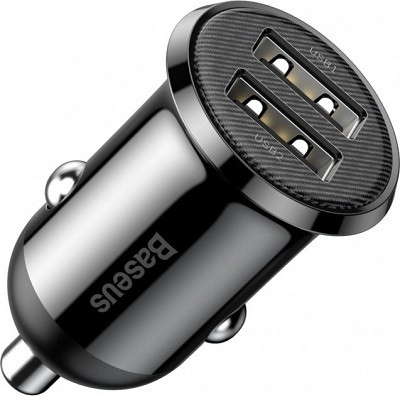Автомобильное зарядное устройство Baseus Grain Pro Car Charger 2 USB 4.8A (CCALLP-01) черное - фото 1 - id-p169645931
