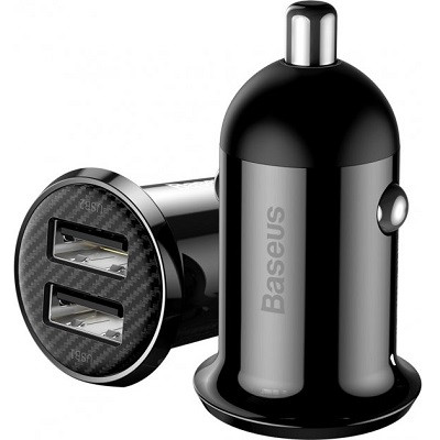 Автомобильное зарядное устройство Baseus Grain Pro Car Charger 2 USB 4.8A (CCALLP-01) черное - фото 4 - id-p169645931