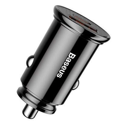 Автомобильное зарядное устройство Baseus Circular Plastic Car Charger USB + Type-C 30W (CCALL-YS01) черный - фото 4 - id-p169645933