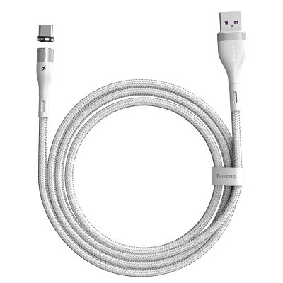 Кабель Baseus Zinc Magnetic Safe Fast Charging Data Cable USB to Type-C 5A (CATXC-N02) магнитный 1m белый - фото 2 - id-p169645938