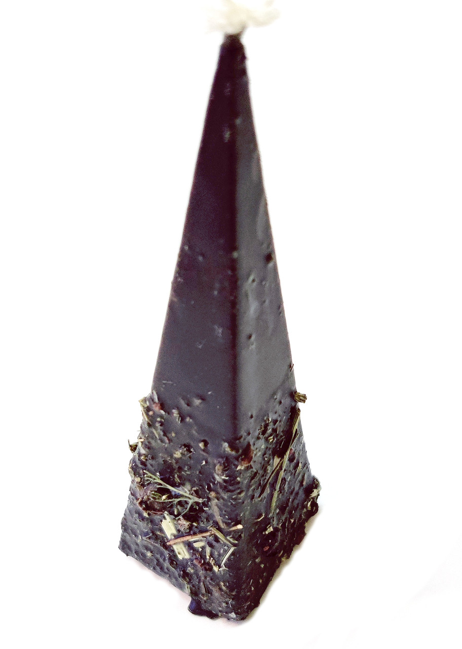 Свеча травяная черная восковая пирамидка Снятие негатива - фото 1 - id-p169655835