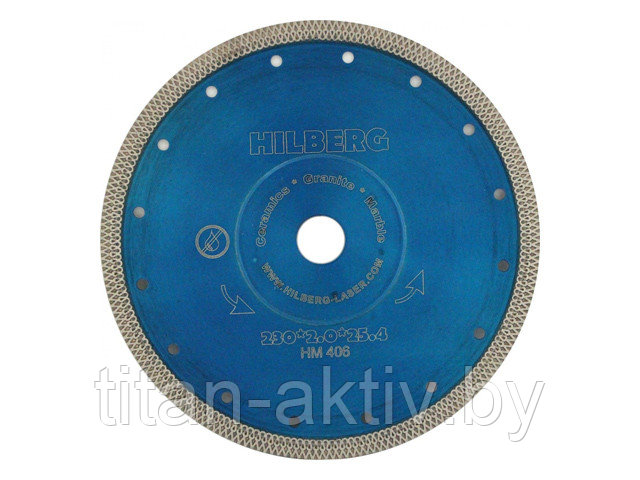 Алмазный круг 230х25,4/22,23 мм по керамике сплошн.ультратонкий Turbo HILBERG - фото 1 - id-p169664841
