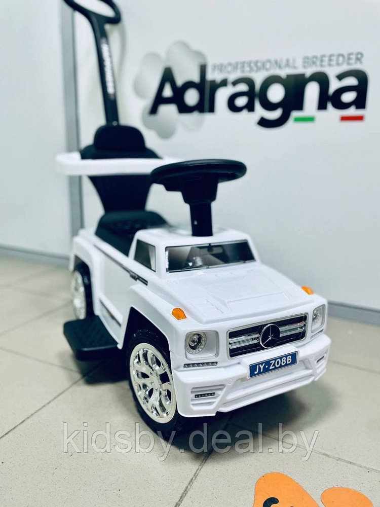 Детская машинка-каталка, толокар RiverToys Mercedes-Benz JY-Z08B (белый) c ручкой-управляшкой - фото 5 - id-p169671074