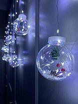 Гирлянда - Шарики с Дед Морозом внутри (10 шаров, длина 3 м) (Белый, Желтый, Синий, Мультиколор), фото 2
