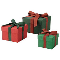 ВИНТЕР 2021 Коробка подарочная,3 штуки, ручная работа зеленый/красный