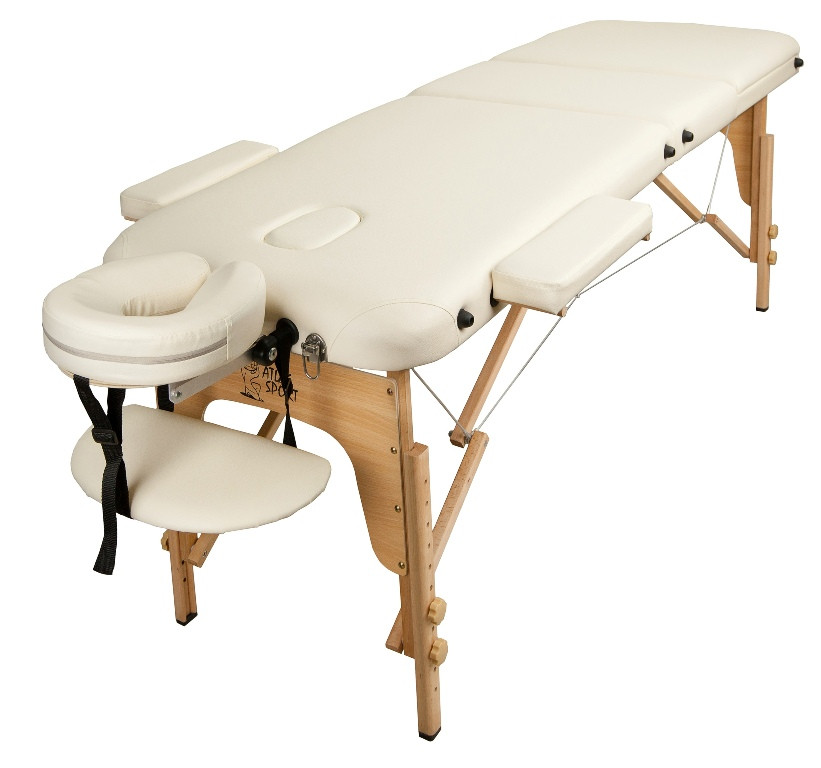 Массажный стол Atlas Sport складной 3-с деревянный 195х70 см белый - фото 1 - id-p169753745