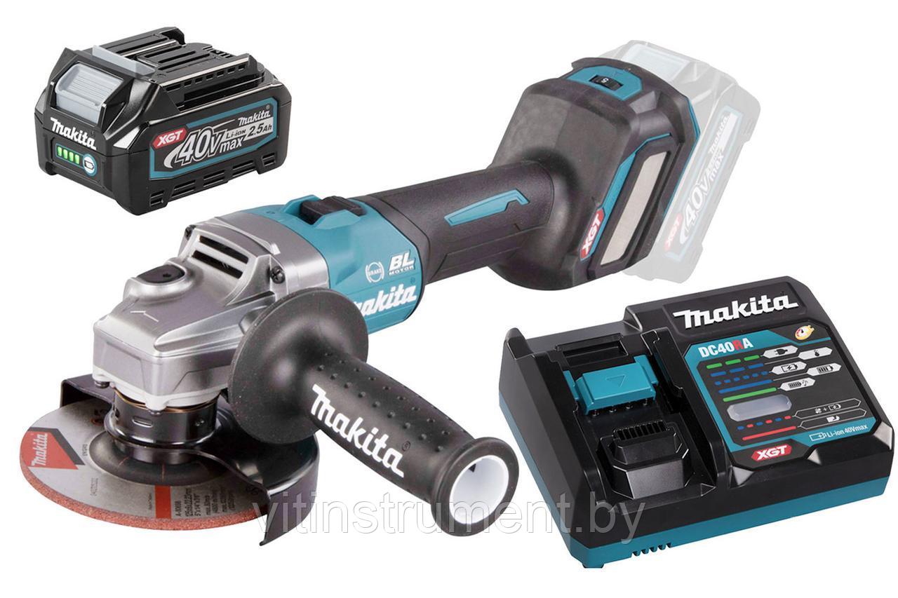 Угловая шлифмашина аккумуляторная GA023GZ MAKITA 40V XGT + ПОДАРОК (аккум.2,5Ач. и зарядное устройство)