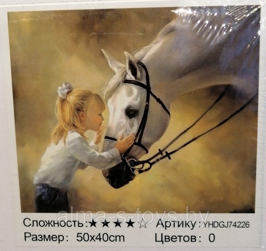 Картина 9Д (девочка с лошадкой) рисование и алмазная мозаика - фото 1 - id-p169774568