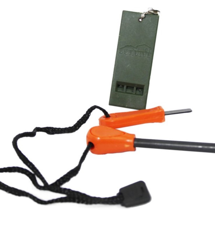Огниво с магниевым стержнем, пластиковой ручкой Survive fire starter whistle в комплекте с сигнальным свистком - фото 1 - id-p169786105