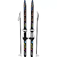 Лыжи подростковые ОЛИМПИК Ski Race с палками стеклопластик, универсальное крепление (120/95)