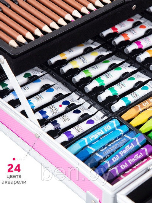 Набор для рисования 145 предметов "Юный художник" в металлическом чемодане, 2 цвета, ART-145 - фото 10 - id-p134007244