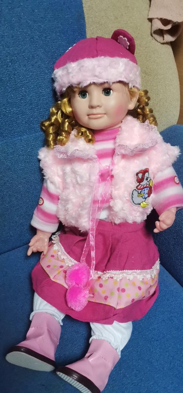 Детская интерактивная кукла Оля, говорящая кукла шевелит губами и поворачивает головой розовая