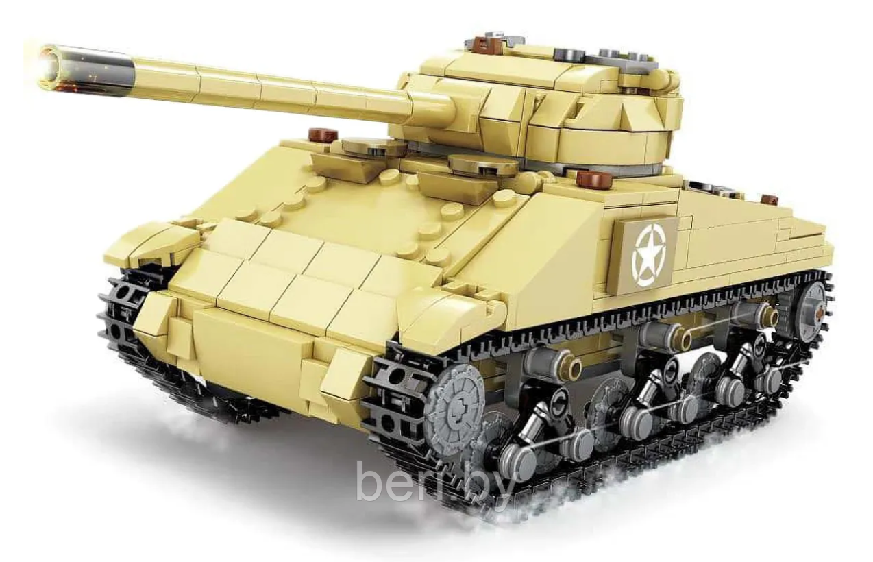 KY82042 Конструктор Kazi "Танк M4 Шерман" (M4 Sherman Medium Tank) со светом, 593 детали - фото 2 - id-p169837703