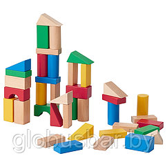 UNDERHÅLLA УНДЕРХОЛЛА Набор деревянных кубиков, 40 шт., разноцветный, икеа