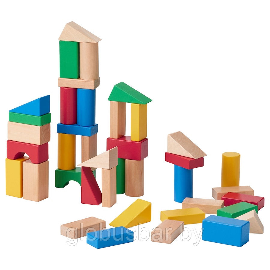 UNDERHÅLLA УНДЕРХОЛЛА Набор деревянных кубиков, 40 шт., разноцветный, икеа - фото 1 - id-p169838359