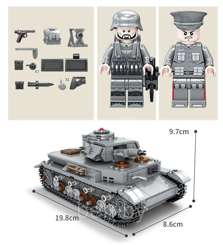 KY82045 Конструктор Kazi "Танк Pz IV", световые эффекты, 576 деталей - фото 2 - id-p169842271