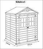 Пластиковый сарай Scala 6x5 DD (2.8 m2), хозблок, коричневый, фото 2