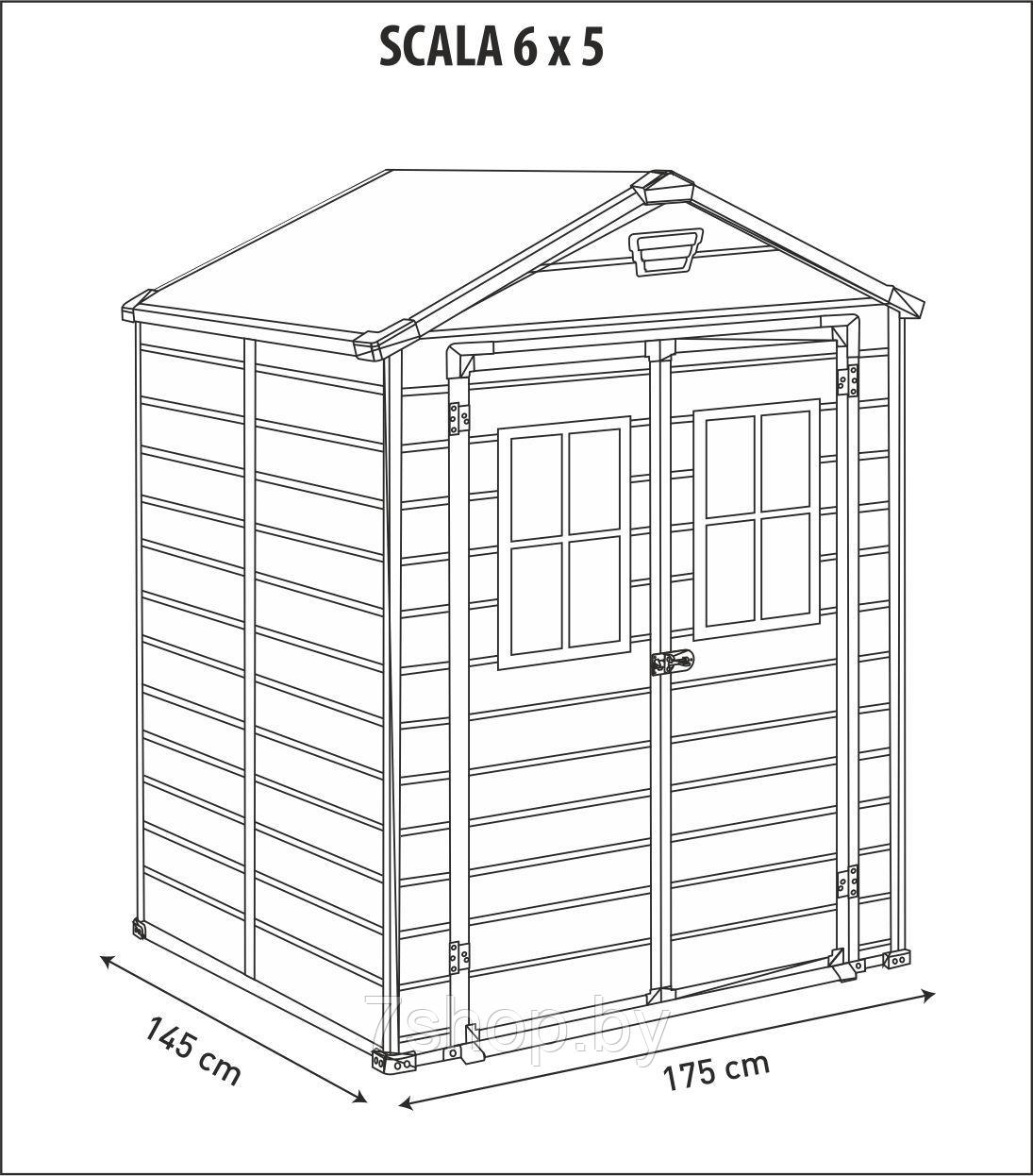 Пластиковый сарай Scala 6x5 DD (2.8 m2), хозблок, коричневый - фото 2 - id-p93637453