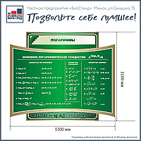 Стенд ЛОГАРИФМЫ по МАТЕМАТИКЕ в кабинет