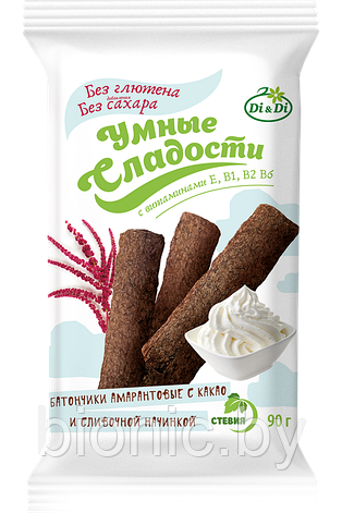 Батончики амарантовые "Умные сладости" с какао и сливочной начинкой, 90 гр 1/20, фото 2