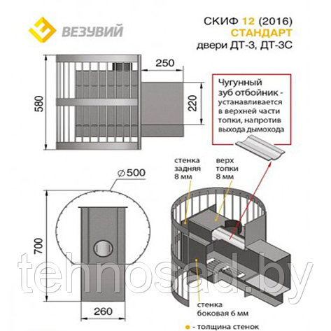 ПЕЧЬ ДЛЯ БАНИ ВЕЗУВИЙ СКИФ СТАНДАРТ 12 (ДТ-3С), фото 2