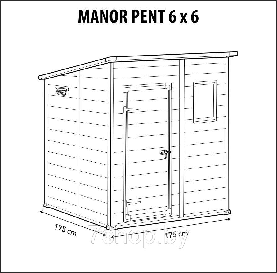 Хозблок MANOR Pent 6x6 (3,6 м2), серый - фото 2 - id-p169882270