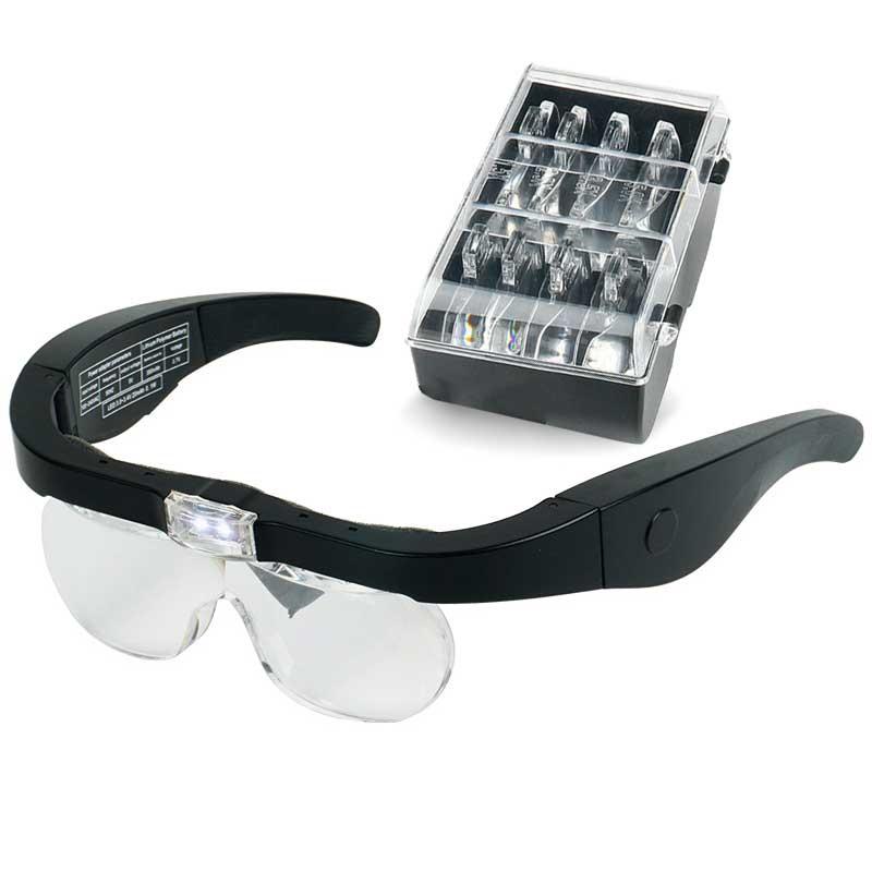 Лупа-очки с набором линз и подсветкой 11537 DC (увеличение 1.5; 2; 2.5; 3.5; 5 раз, USB) - фото 2 - id-p169884440