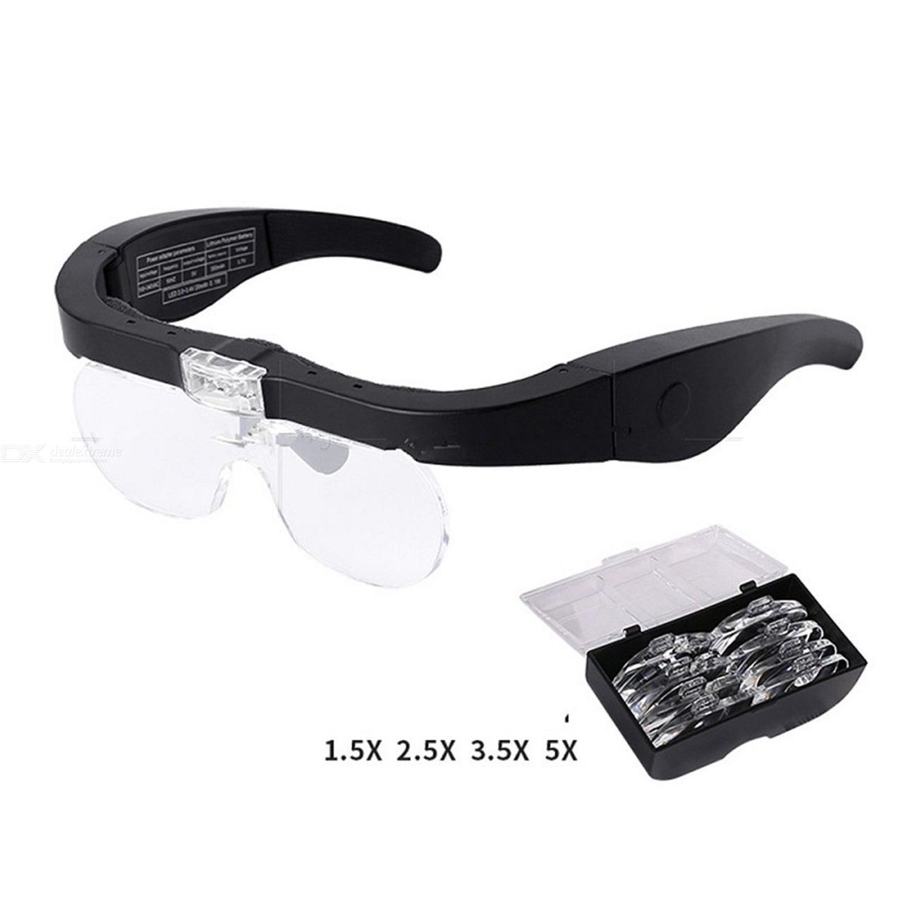 Лупа-очки с набором линз и подсветкой 11537 DC (увеличение 1.5; 2; 2.5; 3.5; 5 раз, USB) - фото 4 - id-p169884440