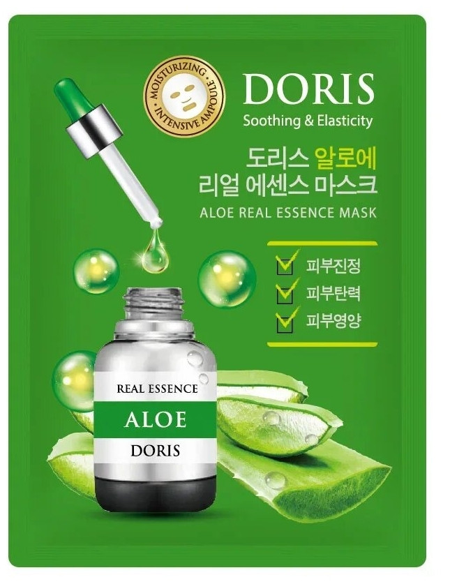 Тканевая маска для лица АЛОЭ ALOE Real Essence Mask (DORIS), 25 мл - фото 1 - id-p169888335