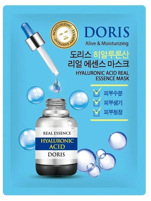 Тканевая маска для лица ГИАЛУРОН HYALURONIC ACID Real Essence Mask (DORIS), 25 мл - фото 1 - id-p169889525