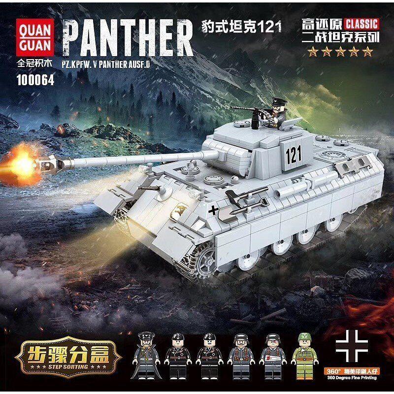 Детский конструктор танк Quanguan 100064 Танк Пантера Panther 990 дет. ст - фото 1 - id-p169898663