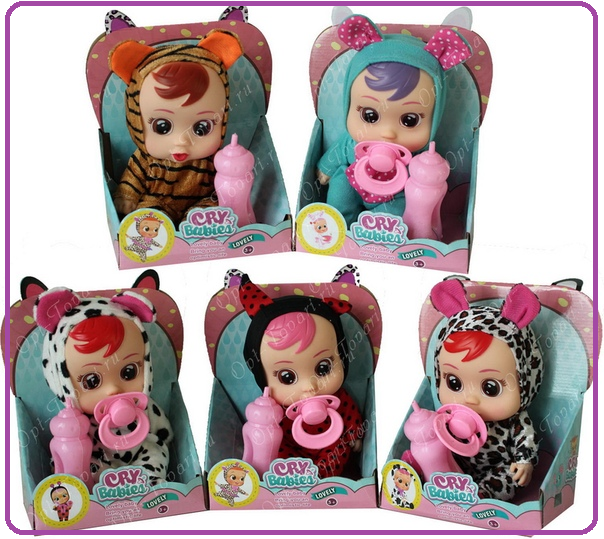 Baby Cry Кукла-пупс 20 см интерактивная говорящая, аналог Baby Пупс Cry Babies плачущие с бутылочкой - фото 1 - id-p169900872
