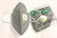 Защитная маска респиратор KN95 FFP2 с клапаном, серая