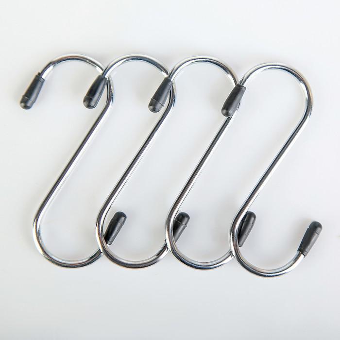Набор крючков для рейлинга Доляна, d=2,5 см, 8 см, 4 шт, цвет хром - фото 1 - id-p169359474