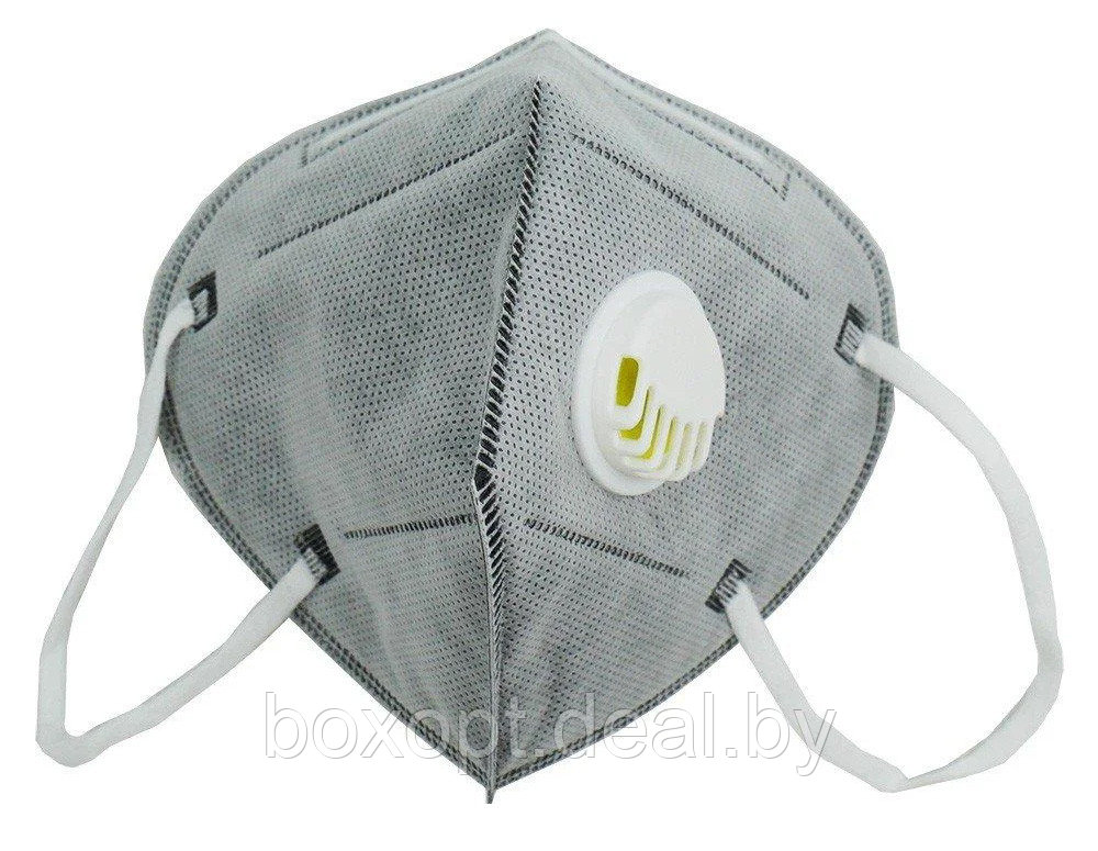 Защитная маска респиратор KN95 FFP2 с клапаном, серая - фото 3 - id-p169904948