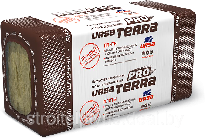 Утеплитель URSA TERRA 34 PN PRO (5 ПЛИТ) -1000-610-100 ПЛИТЫ ТЕПЛОИЗОЛ.(ПЛ.20 кг на м.куб) 3,05 м.кв - фото 1 - id-p169936189