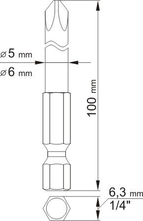 Биты PH1; PH2 1/4"х100мм (2шт) S2 HRC58-62 "Yato" YT-0488, фото 2