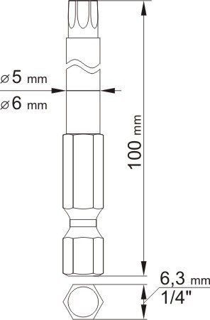 Биты TORX sec. T20, T30 1/4"х100мм (2шт) S2 HRC58-62 "Yato" YT-0492, фото 2