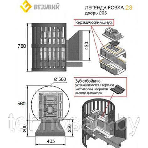 Печь для бани Везувий Легенда ковка 28 (205), фото 2