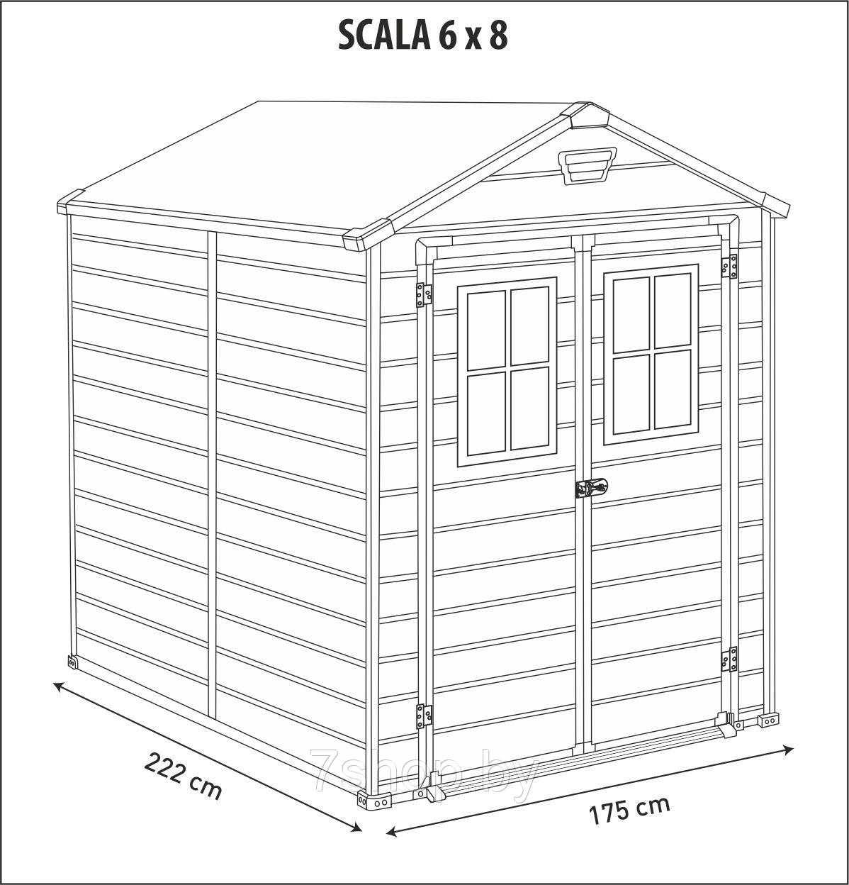 Хозблок SCALA 6x8 (4,4 м2), коричневый - фото 2 - id-p169941432