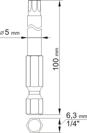 Биты TORX sec. T10, T25 1/4"х100мм (2шт) S2 HRC58-62 "Yato" YT-0490, фото 2