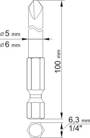 Биты TRI-WING #2, #4 1/4"х100мм (2шт) S2 HRC58-62 "Yato" YT-0497, фото 2