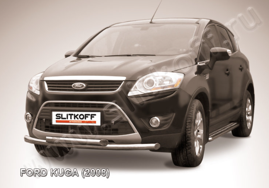 Защита переднего бампера d57+d57 двойная Ford Kuga (2008+)